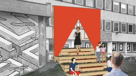 Die Architektin Daria Dordina will für die Transformale eine Bühne am Rechenzentrum aufbauen.