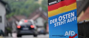 Ein Wahlplakat der AfD im Landkreis Sonneberg im Juni 2023.