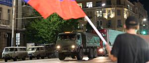 Ein gepanzertes Wagner-Fahrzeug in Rostow