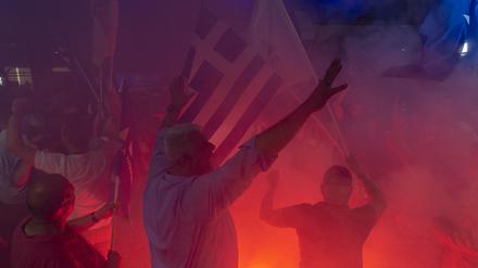 Die Regierungspartei „Neue Demokratie“ konnte die Wahl in Griechenland für sich entscheiden: Hier feiert Wahlsieger Kyriakos Mitsotakis.