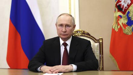 Wladimir Putin in einer Videoansprache anlässlich eines Jugendforums mit dem Titel „Ingenieure der Zukunft“. 