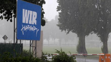 Hier heute kein Training. Herthas Spieler konnten am Montagnachmittag nicht auf den Platz. 