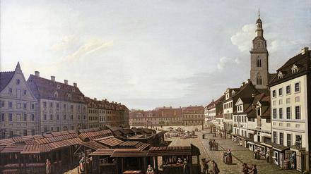 Berlin, Neuer Markt / Gem.v.Rosenberg Berlin, Neuer Markt. - 'Ansicht des Neuen Markts'. - (Mit Turm der Marienkirche). Gemaelde, 1787, von Johann Georg Rosenberg (1739-1808). Oel auf Leinwand, 56 x 86 cm. Berlin, Berlin Museum.