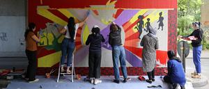 In the Making: Mural in der Brandesstraße. Inzwischen ist es fertig. 