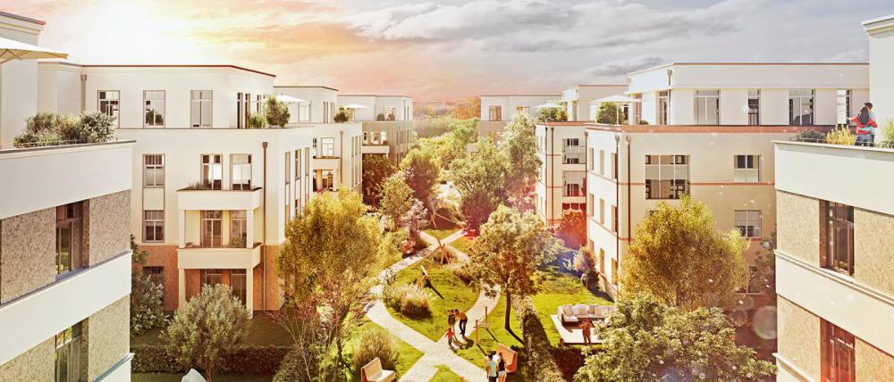 Das Quartier „Neue Liebe“ in Bornstedt im Norden der brandenburgischen Landeshauptstadt. Hier entstehen 136 neue Eigentumswohnungen.