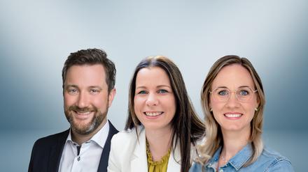Bürgermeister:innen Marco Diethelm (CDU), Franziska Hildebrandt (FDP) und Lisa Gößwein (SPD) (v.l.)