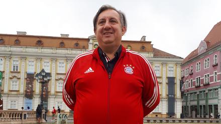 Immer noch in Bayern-Jacke. Hansi Müller war vier Jahre lang im Bayern-Maskottchen-Kostüm.