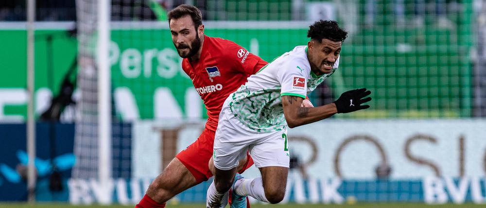Jeremy Dudziak (rechts) könnte bald mit Lucas Tousart gemeinsam für Hertha auflaufen - wenn der Franzose in Berlin bleibt.