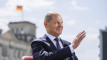 Bundeskanzler Olaf Scholz (SPD) beim ARD-Sommerinterview