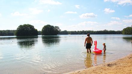 Badewiese in Groß Glienicke am Groß Glienicker See klares Wasser Badewetter Schwimmen Baden Sommer
