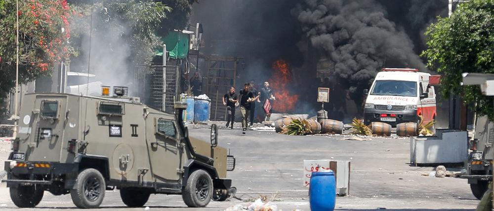 Zusammenstöße mit israelischen Streitkräften in Jenin im israelisch besetzten Westjordanland.