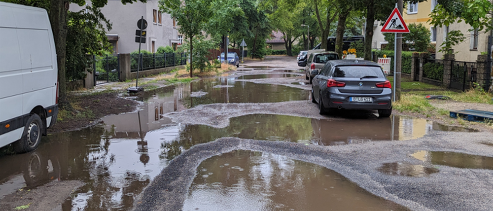 Die Rheinpfalzallee in Karlshorst.