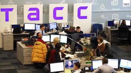 Nachrichtenredaktion der TASS Nachrichtenagentur in Moskau.