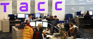 Nachrichtenredaktion der TASS Nachrichtenagentur in Moskau.