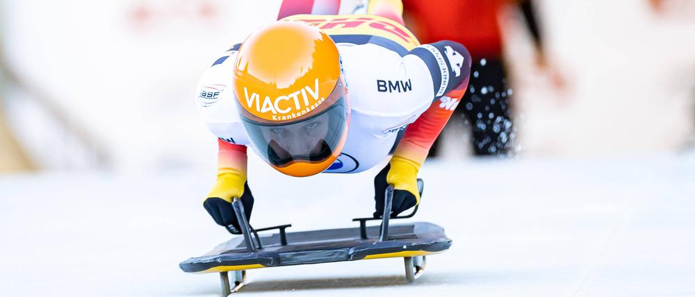 „Man sollte da nicht so viel denken.“ Tina Hermann wirft sich kopfüber in den Eiskanal. Bei der WM hofft sie auf eine Medaille.