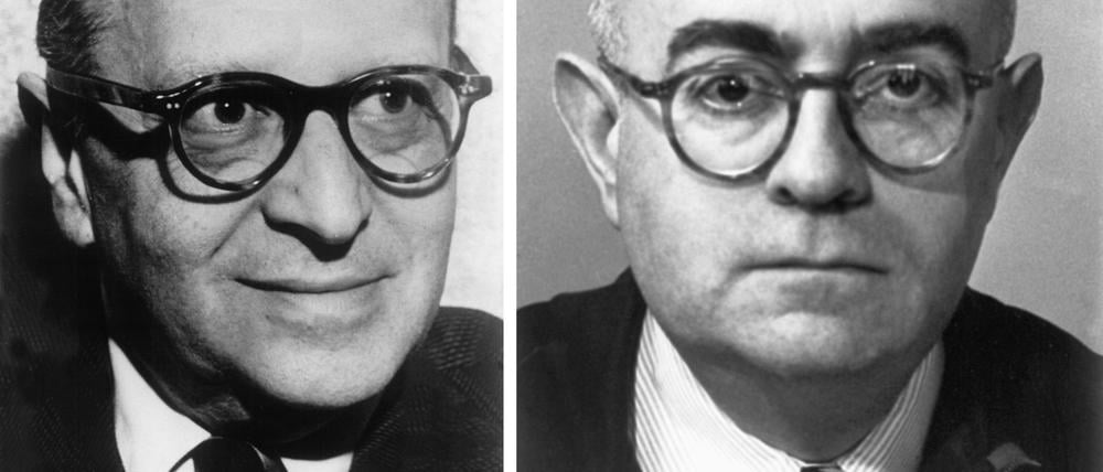 Die deutschen Philosophen und Soziologen Max Horkheimer (l., undatierte Aufnahme) und Theodor W. Adorno (r., undatierte Aufnahme). Beide sind Begründer der „Frankfurter Schule“.