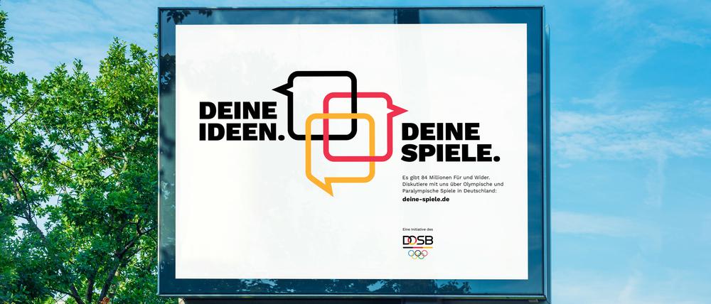 Der DOSB duzt. Eine Illustration zeigt ein Plakat der Kampagne „Deine Ideen. Deine Spiele.“