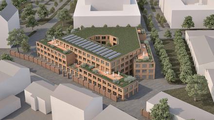 Gewerbe- und Büroräume sollen an der Behlertstraße 3a entstehen. Die alte Mauer davor soll bleiben.