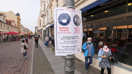 Maskenpflicht in Potsdam während der Corona-Pandemie.