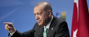 Recep Tayyip Erdogan, Präsident der Türkei, spricht auf einer Veranstaltung am Rande des Nato-Gipfels.