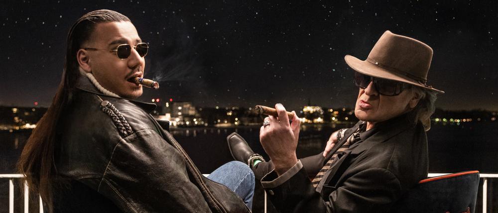 Apache 207 (l), Deutsch-Rapper, und Udo Lindenberg