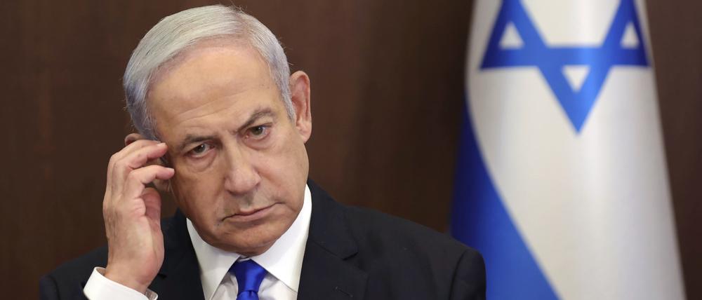 Benjamin Netanjahu, Ministerpräsident von Israel, nimmt an der wöchentlichen Kabinettssitzung teil.