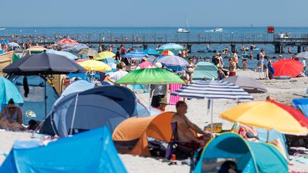 Urlauber genießen die Sonne in Schleswig-Holstein.