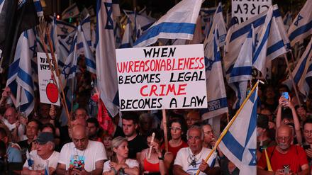 Demonstranten in Tel Aviv, Israel. 