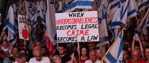 Demonstranten in Tel Aviv, Israel.