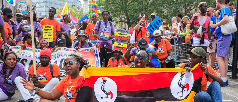 Auch in europäischen Städten gab es Proteste gegen das drakonische Gesetz in Uganda, wie hier in London.