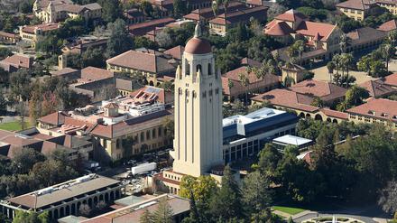 The Hoover Tower rises above Stanford University in this aerial photo in Stanford, California, U.S. on January 13, 2017.