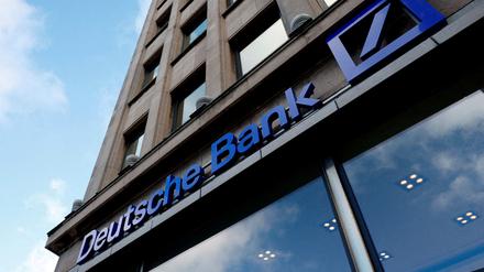 FILE PHOTO: The logo of Deutsche Bank is seen in Brussels, Belgium December 6, 2022. REUTERS/Yves Herman//File Photo