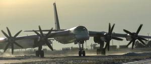 Ein Tupolew-Tu-95MS-Langstreckenbomber der russischen Luftfahrflotte.