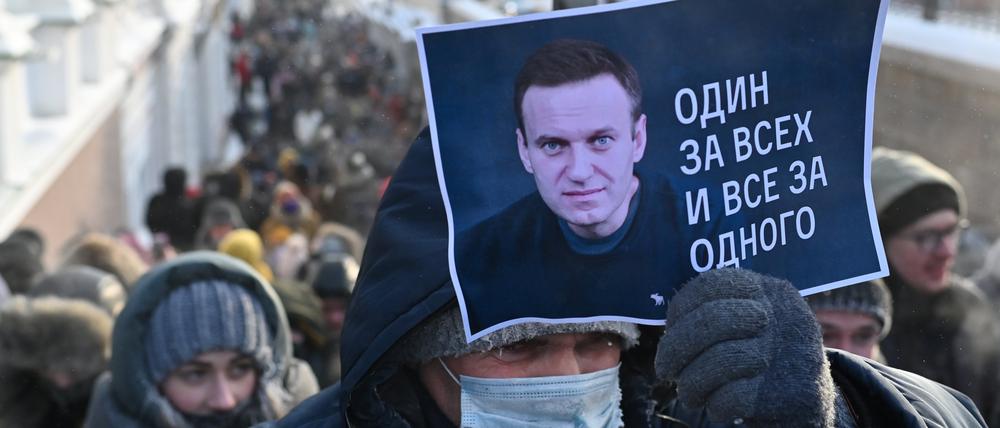Protest für Nawalny in Russland, 2021.
