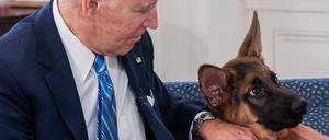US-Präsident Joe Biden mit seinem Hund Commander