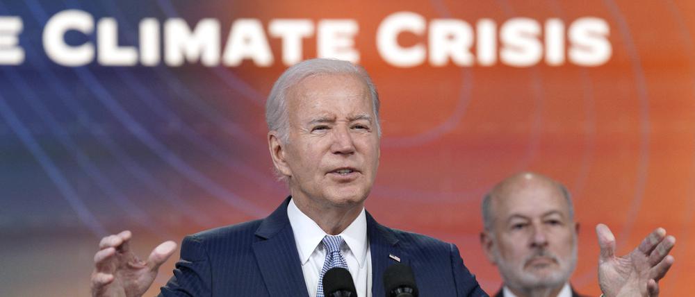 Joe Biden verkündet am 27. Juli 2023 in Washington Maßnahmen zum Schutz der Bevölkerung vor extremer Hitze.
