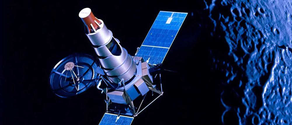 An artist's concept of NASA's Ranger spacecraft approaching the Moon. Credit: NASA/JPL-Caltech