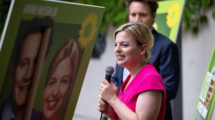 Katharina Schulze, Spitzenkandidatin der Grünen in Bayern, und der Co-Fraktionsvorsitzende Ludwig Hartmann.