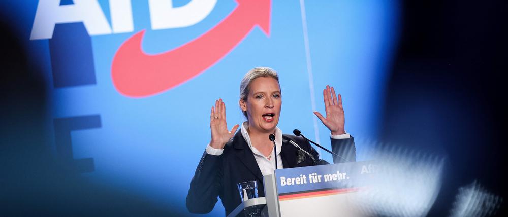 AfD-Chefin Alice Weidel spricht beim Parteitag in Magdeburg.