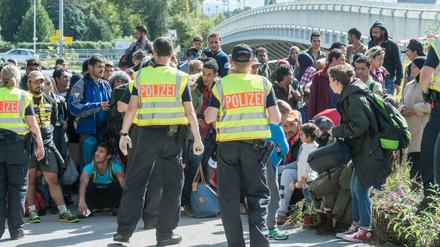 Bundespolzisten an der deutsch-österreichischen Grenze.