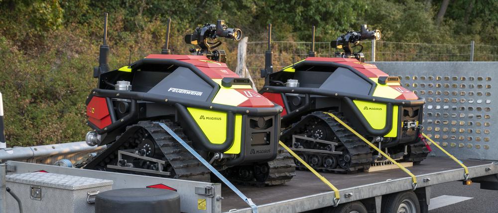Löschroboter der Feuerwehr aus Vechta kamen bei Feuer in Grunewald zum Einsatz.