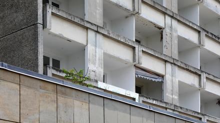 Der Wohnblock „Staudenhof“ in Potsdam steht vor dem Abriss.