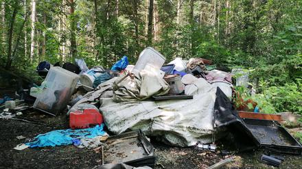 Eine Müllkippe mitten im Wald.