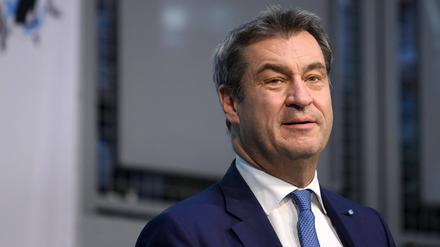 Bayerns Ministerpräsident Markus Söder bei der Vereidigungsfeier von 1.500 neu eingestellte Polizistinnen und Polizisten in der Nürnberger Frankenhalle am 29.07.2023.