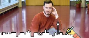 Foto: Doris Spiekermann-Klaas, Illustration: Felix Möller - Robin Grimm ist Lehrer an der Gesamtschule Campus Efeuweg in Berlin Neukölln Gropiusstadt. Im Wahlkurs zeigt er Schülern den Videodreh für TikTok für Berliner-Leben-Serie 