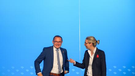 Alice Weidel und Tino Chrupalla haben versucht, die ganz großen Streitigkeiten auf dem AfD-Parteitag hinter den Kulissen zu lösen.