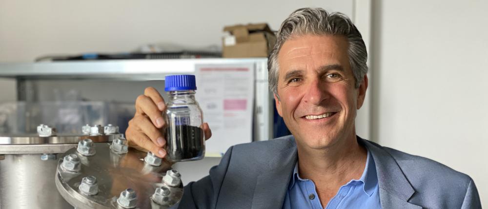 Jens Hanke ist  Gründer und Geschäftsführer von Graforce.  Die Firma aus Adlershof hat ein Verfahren zur Herstellung von CO₂-freiem Wasserstoff aus Methan, Abwasser oder Plastikmüll entwickelt.