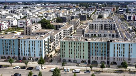 Luftbild Neubauten der HOWOGE an der Herrmann-Dorner-Allee in Berlin Adlershof. Symbolbild