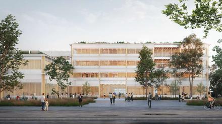 Blick aufs Äußere der neuen Schule von Berlin-Haselhorst.