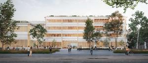 Blick aufs Äußere der neuen Schule von Berlin-Haselhorst.